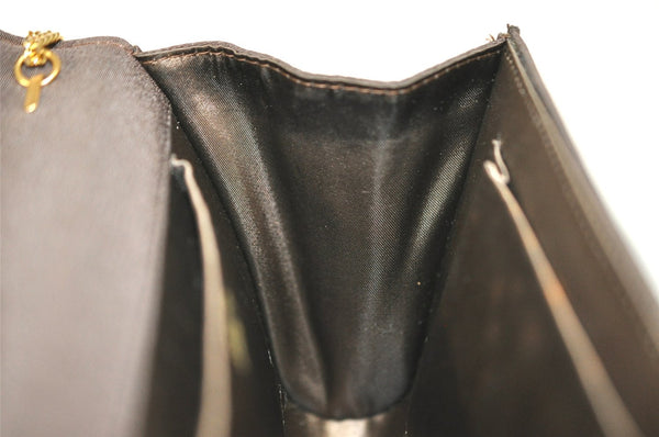 Authentic GUCCI Vintage Chain Shoulder Hand Bag Purse Nylon Leather Brown 5039I