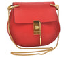 Authentic Chloe Drew Leather Chain Shoulder Cross Body Bag Purse Red 5039K