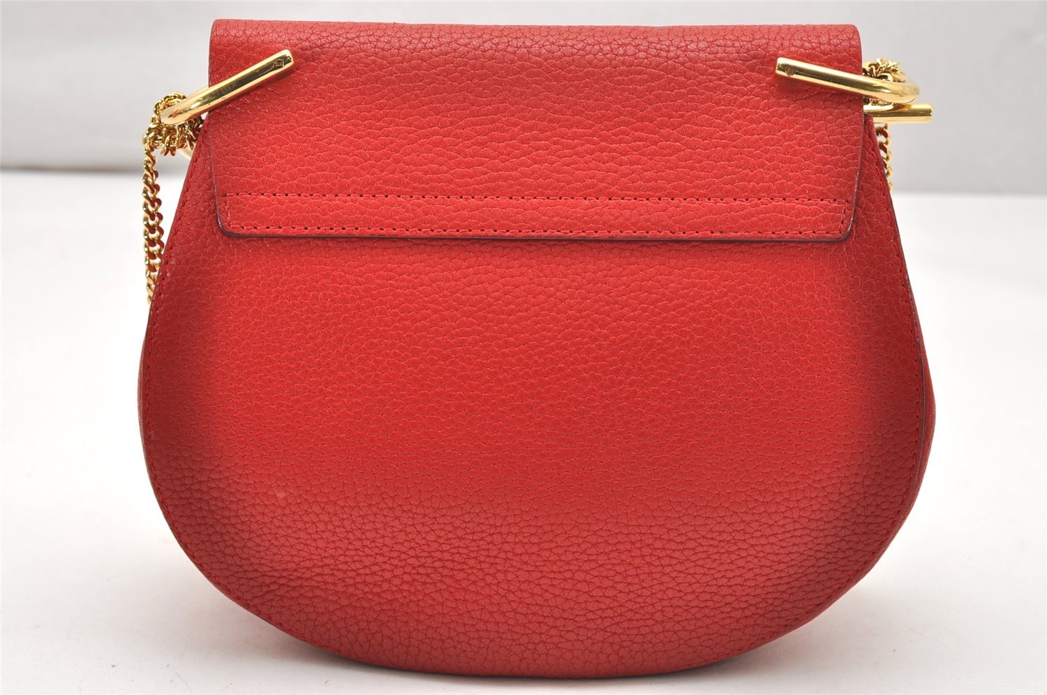 Authentic Chloe Drew Leather Chain Shoulder Cross Body Bag Purse Red 5039K