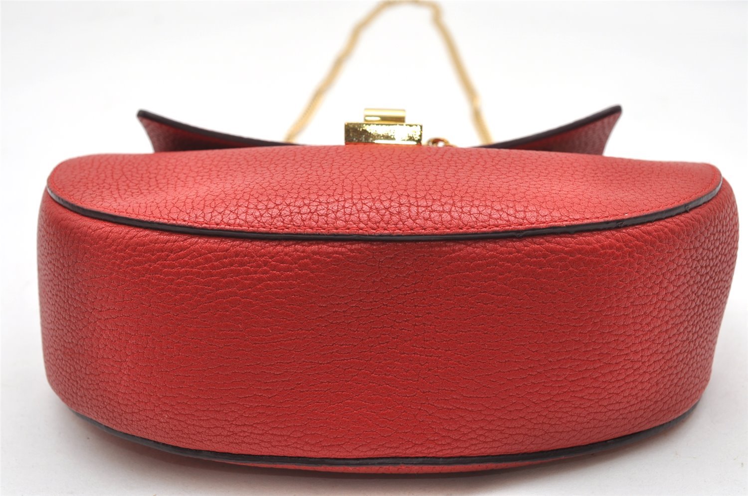 Authentic Chloe Drew Leather Chain Shoulder Cross Body Bag Purse Red 5039K