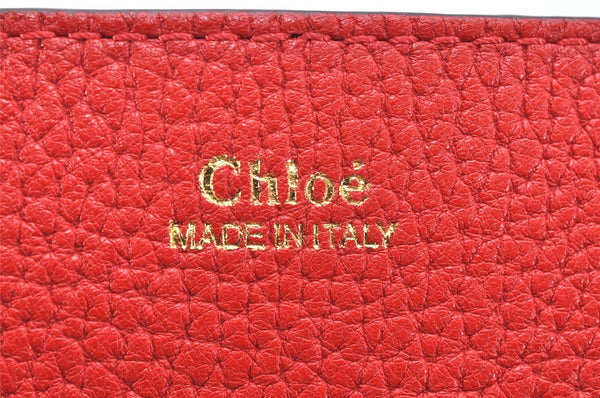 Authentic Chloe Drew Leather Chain Shoulder Cross Body Bag Purse Red 5039K