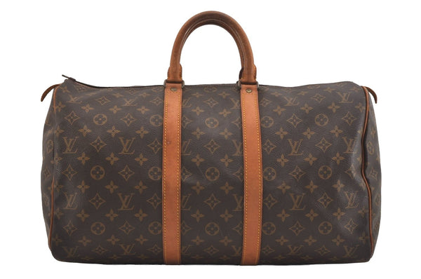 Authentic Louis Vuitton Monogram Keepall 45 Travel Boston Bag M41428 LV 5040J