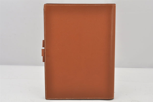 Authentic HERMES Agenda Globe Trotter Notebook Cover Leather Brown 5042K