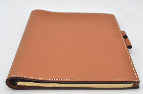 Authentic HERMES Agenda Globe Trotter Notebook Cover Leather Brown 5042K