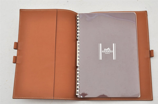 Authentic HERMES Agenda Globe Trotter Notebook Cover Leather Brown 5042K