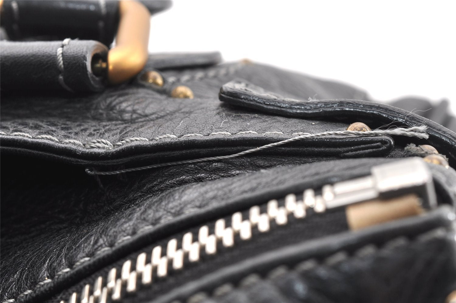 Authentic Chloe Vintage Paddington Leather Shoulder Hand Bag Black 5045I