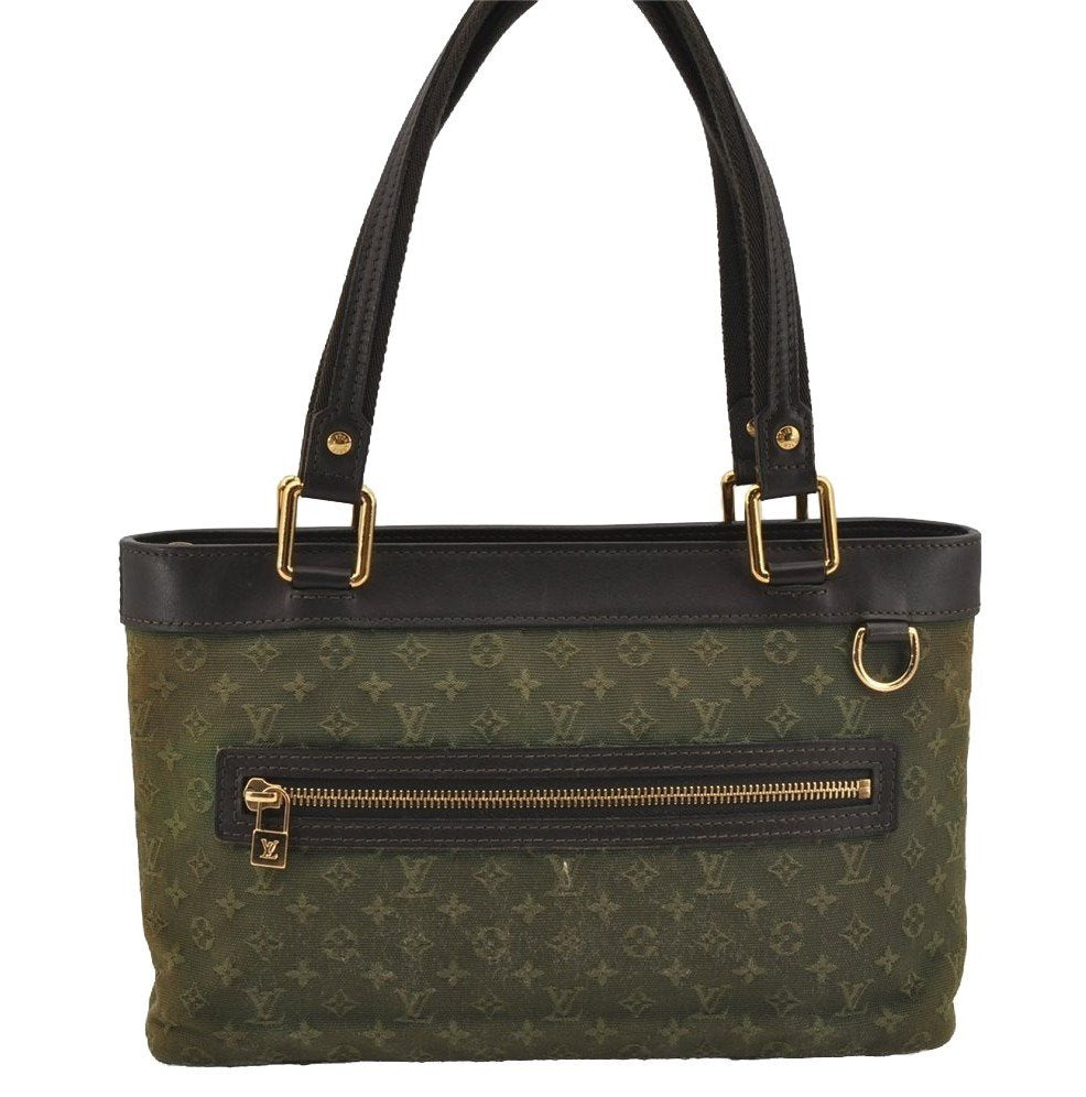 Auth Louis Vuitton Monogram Mini Lucille PM Hand Bag Green Khaki M92682 LV 5045J