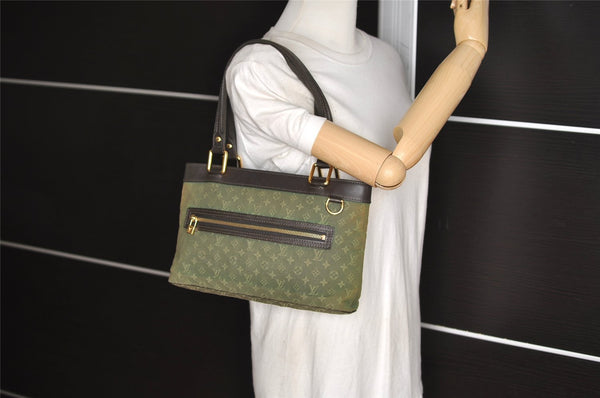 Auth Louis Vuitton Monogram Mini Lucille PM Hand Bag Green Khaki M92682 LV 5045J