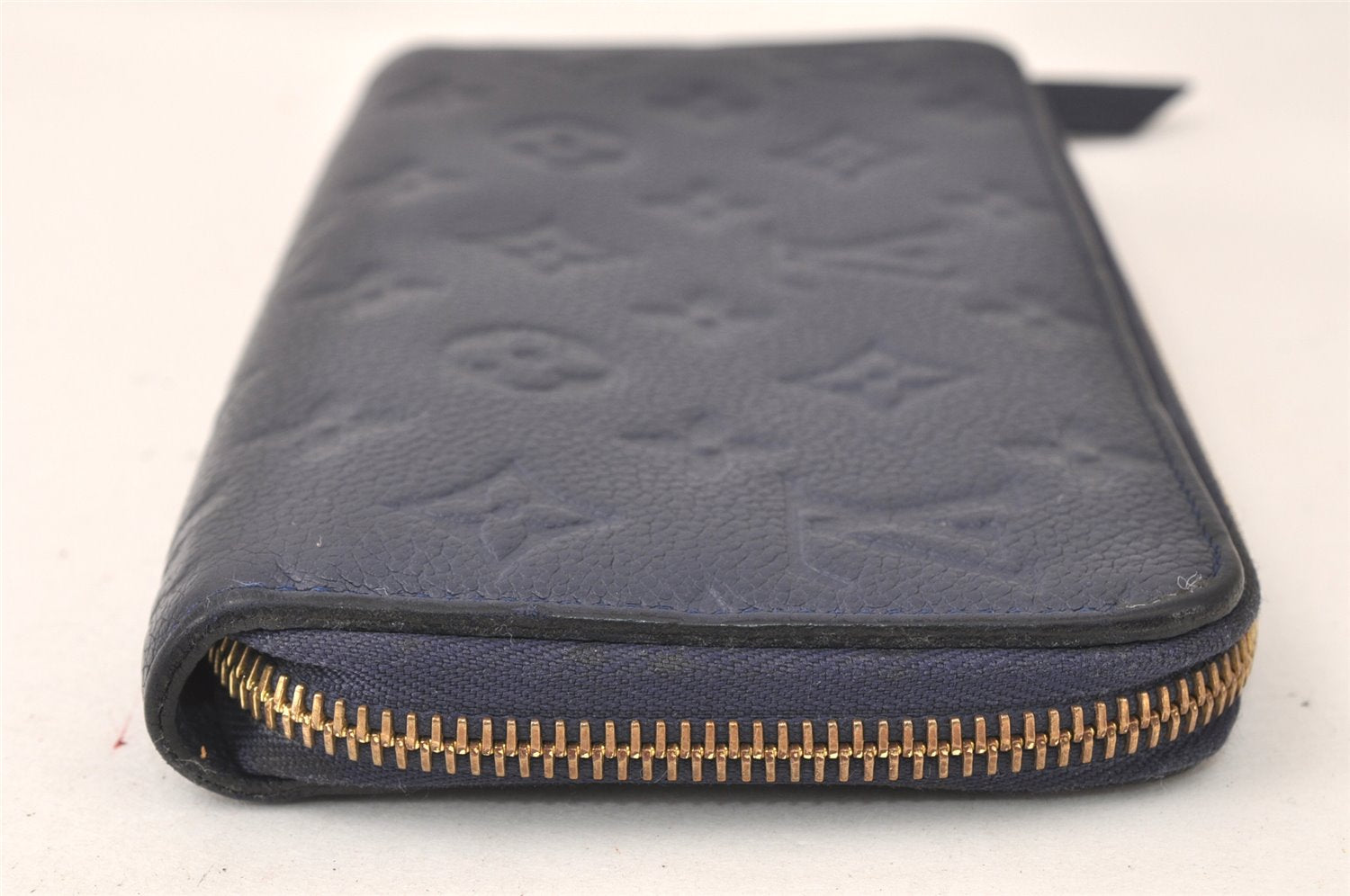 Auth Louis Vuitton Monogram Empreinte Portefeuille Secret Wallet Navy LV 5045K