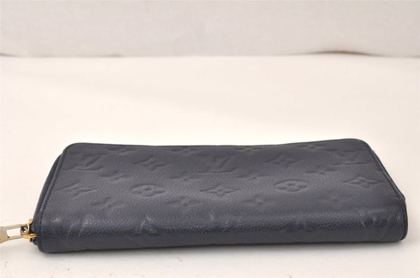 Auth Louis Vuitton Monogram Empreinte Portefeuille Secret Wallet Navy LV 5045K