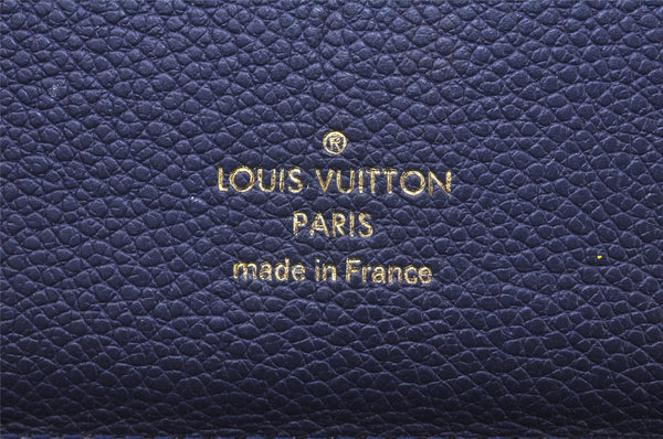 Auth Louis Vuitton Monogram Empreinte Portefeuille Secret Wallet Navy LV 5045K