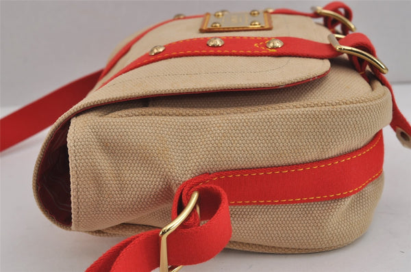 Auth Louis Vuitton Antigua Buzas PM Shoulder Cross Bag Beige Red M40041 LV 5047J