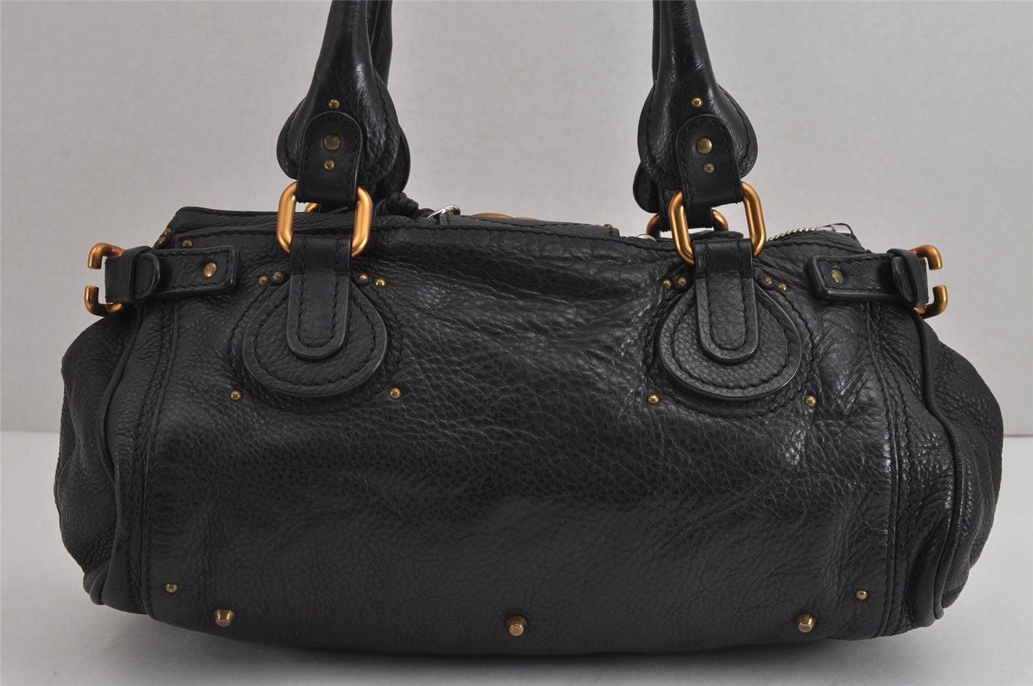 Authentic Chloe Vintage Paddington Leather Shoulder Hand Bag Black 5049J