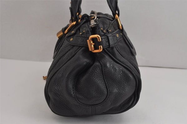 Authentic Chloe Vintage Paddington Leather Shoulder Hand Bag Black 5049J