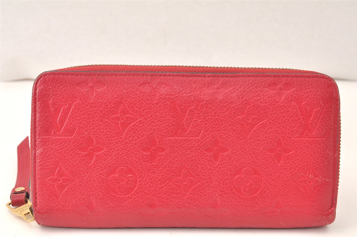 Authentic Louis Vuitton Monogram Empreinte Zippy Wallet Pink M64090 LV 5050K