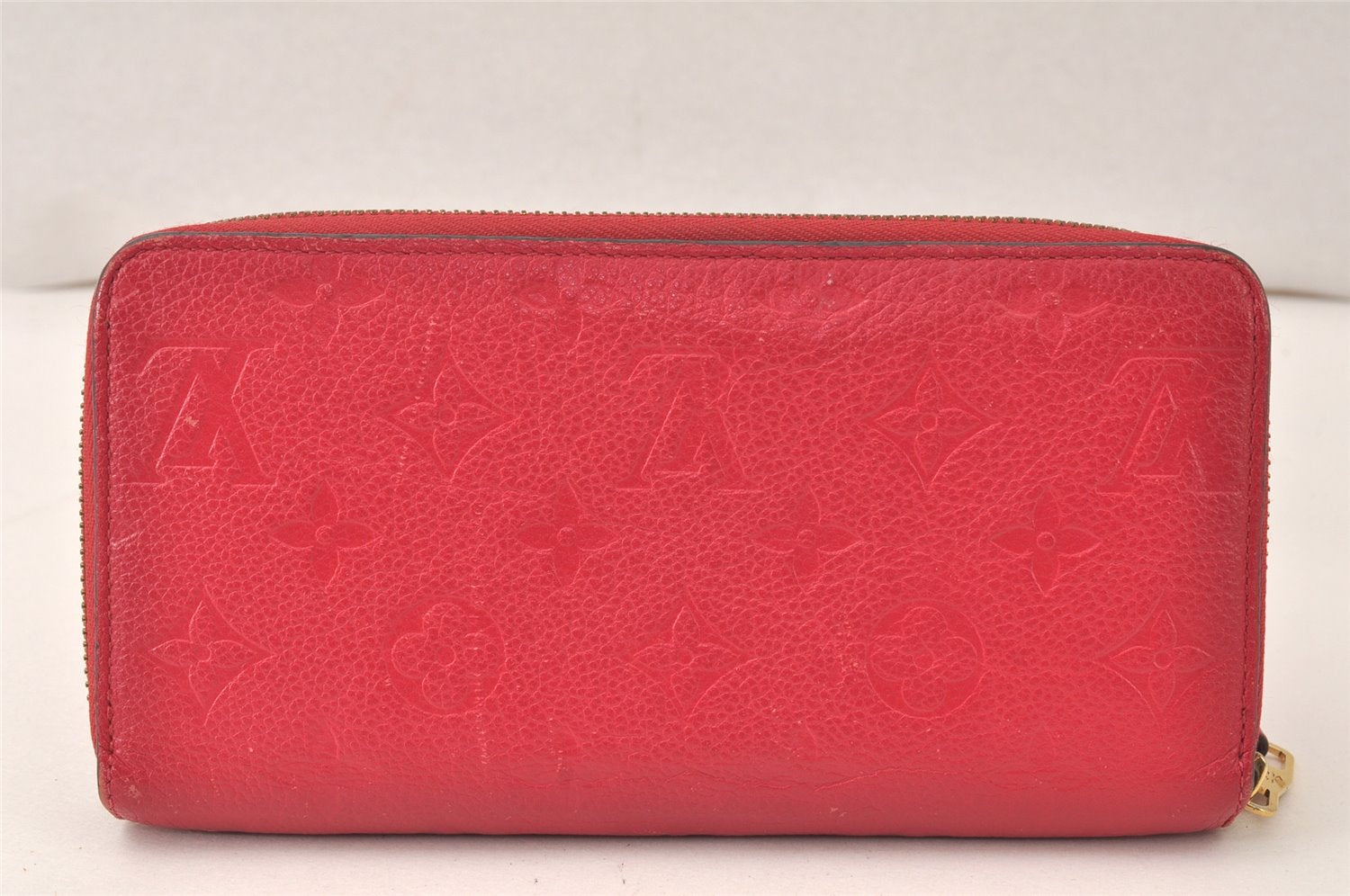 Authentic Louis Vuitton Monogram Empreinte Zippy Wallet Pink M64090 LV 5050K