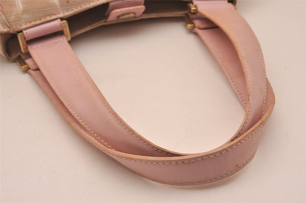 Authentic CHANEL New Travel Line Shoulder Tote Bag Nylon Leather Pink 5052J