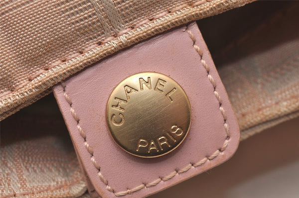 Authentic CHANEL New Travel Line Shoulder Tote Bag Nylon Leather Pink 5052J