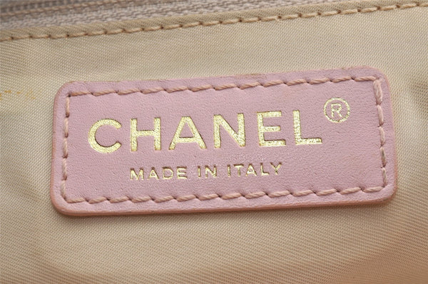 Authentic CHANEL New Travel Line Shoulder Tote Bag Nylon Leather Pink 5052J