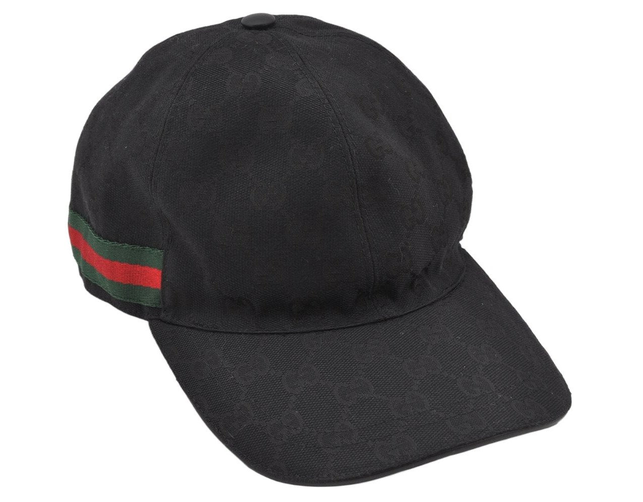 Authentic GUCCI Web Sherry Line Cap GG Canvas Leather Size L 200035 Black 5052K