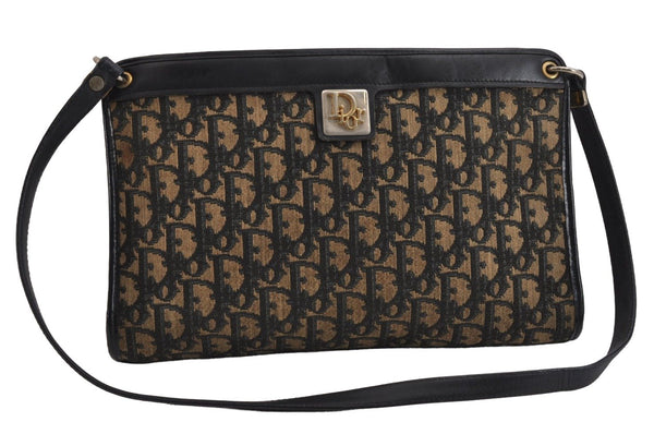 Authentic Christian Dior Trotter Shoulder Cross Bag Canvas Leather Blue 5053J