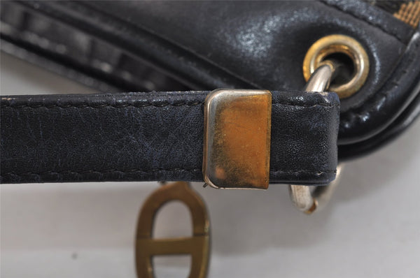 Authentic Christian Dior Trotter Shoulder Cross Bag Canvas Leather Blue 5053J