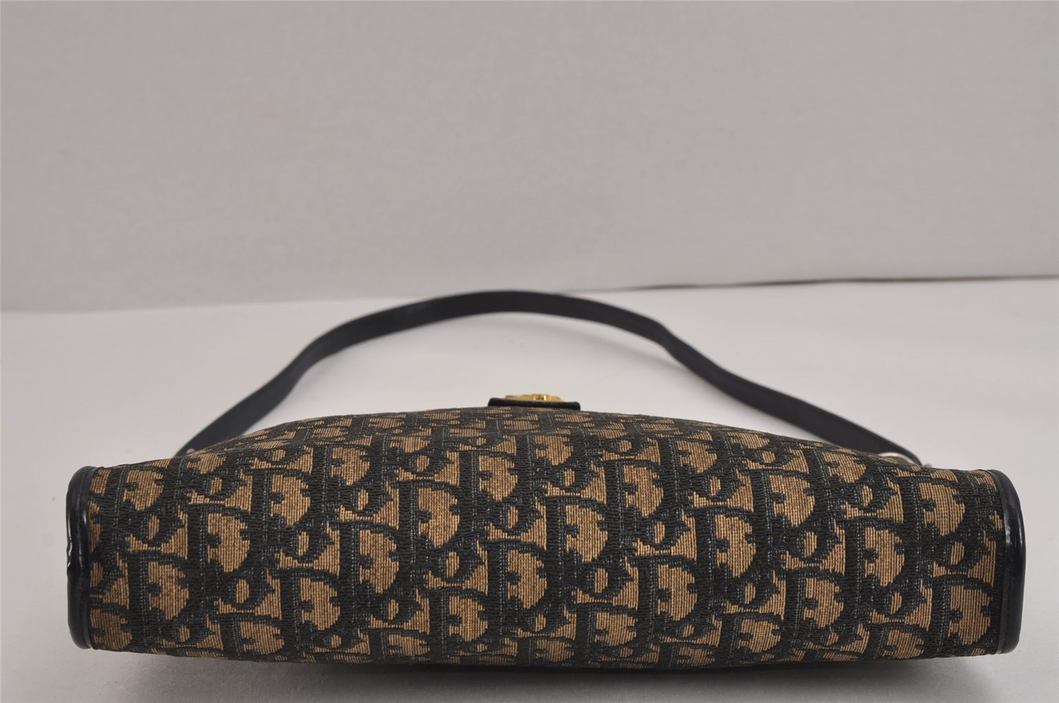 Authentic Christian Dior Trotter Shoulder Cross Bag Canvas Leather Blue 5053J