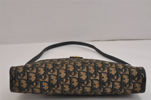 Authentic Christian Dior Trotter Shoulder Cross Bag Canvas Leather Blue 5053J