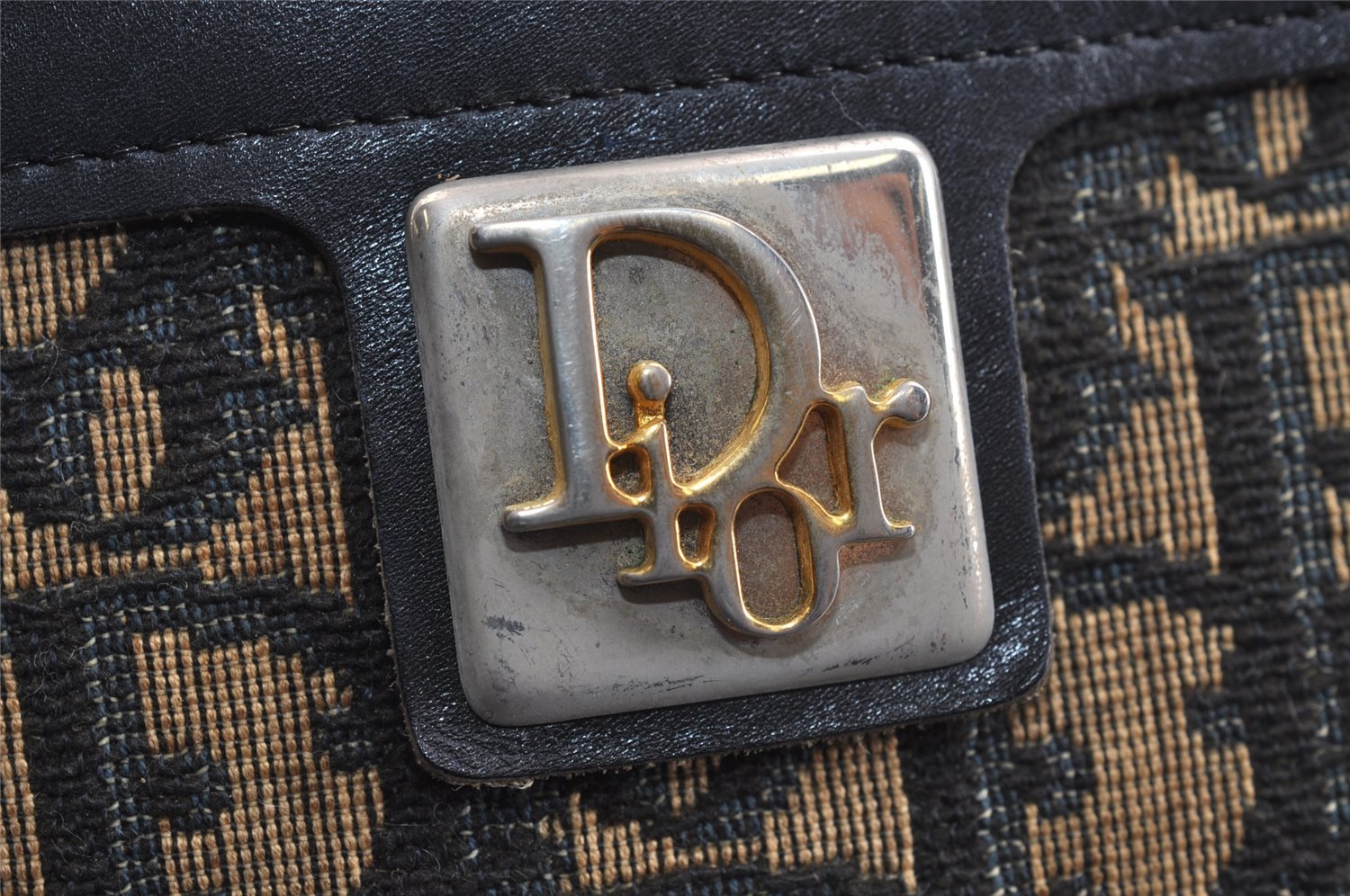 Authentic Christian Dior Trotter Shoulder Cross Bag Canvas Leather Blue 5053J