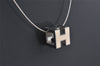 Authentic HERMES Cage De Ash H Cube Pendant Necklace Silver Box 5054K