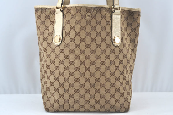 Authentic GUCCI Shoulder Tote Bag GG Canvas Leather 153009 Brown 5055J