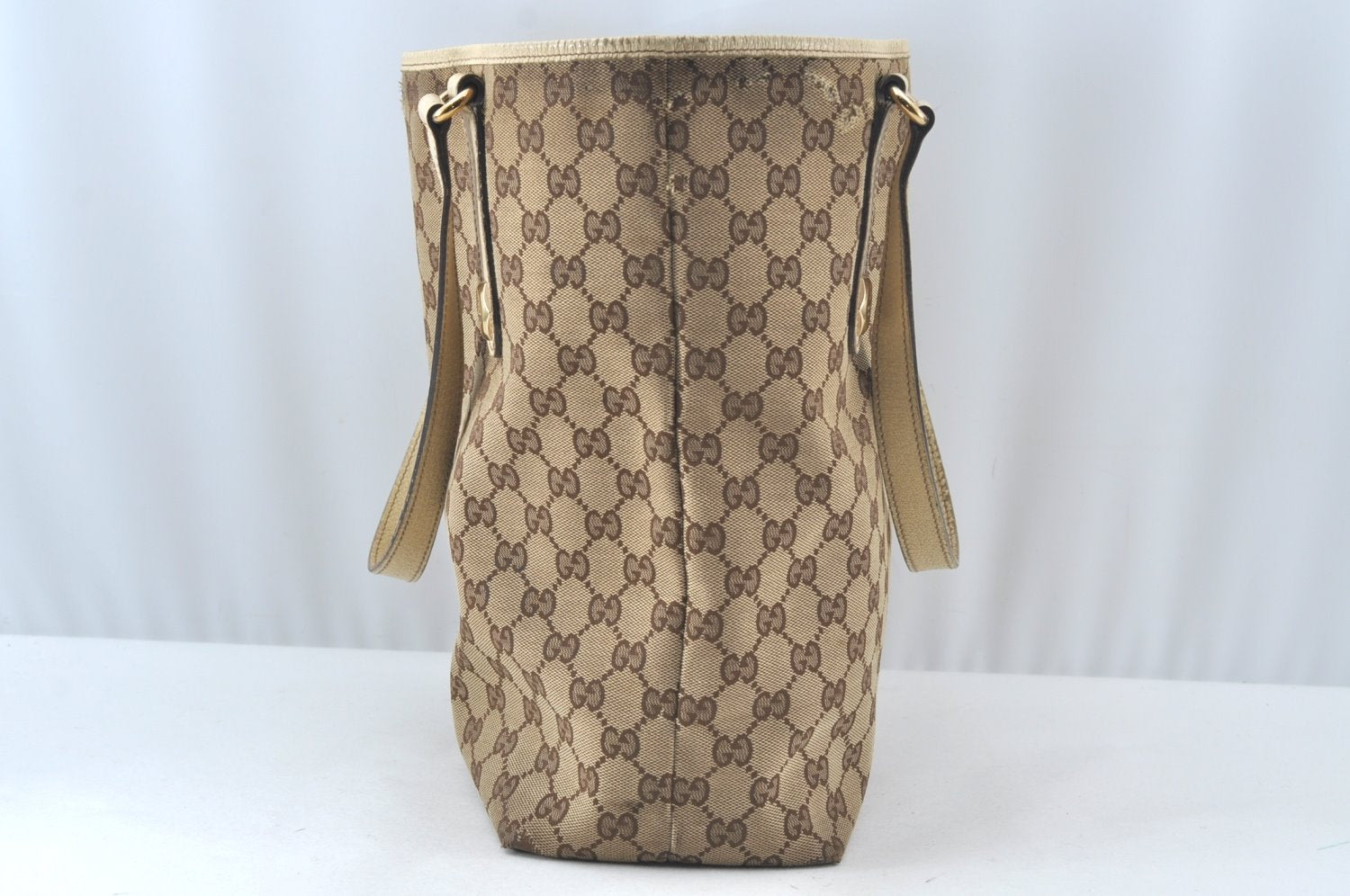 Authentic GUCCI Shoulder Tote Bag GG Canvas Leather 153009 Brown 5055J