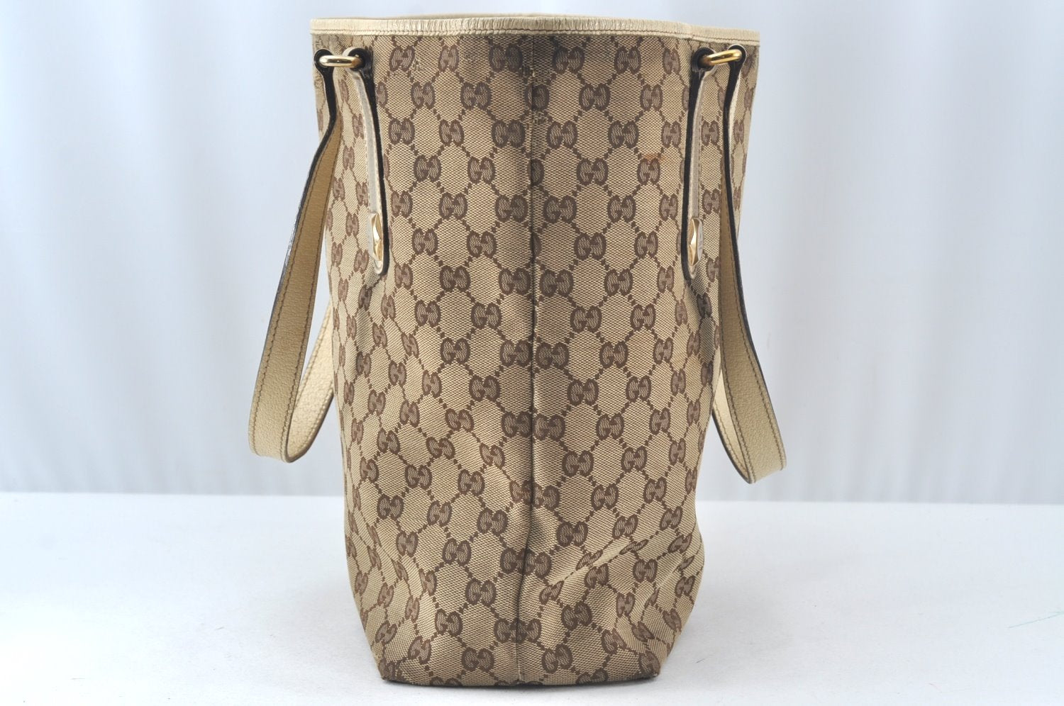 Authentic GUCCI Shoulder Tote Bag GG Canvas Leather 153009 Brown 5055J