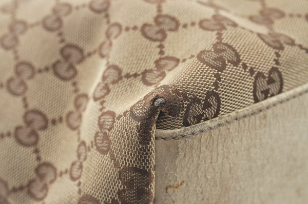 Authentic GUCCI Shoulder Tote Bag GG Canvas Leather 153009 Brown 5055J