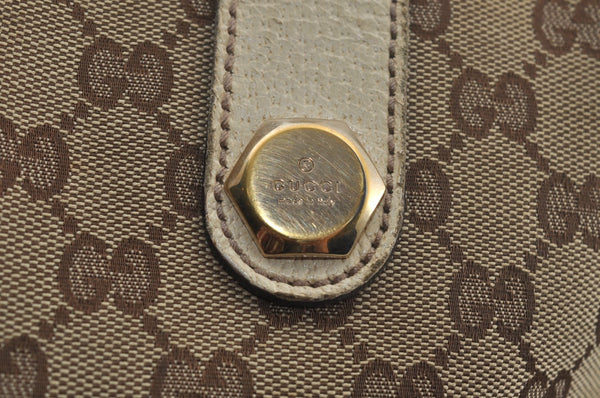 Authentic GUCCI Shoulder Tote Bag GG Canvas Leather 153009 Brown 5055J