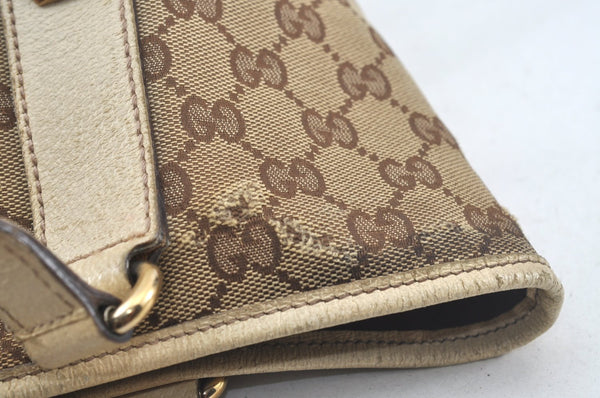 Authentic GUCCI Shoulder Tote Bag GG Canvas Leather 153009 Brown 5055J