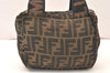 Authentic FENDI Vintage Zucca Hand Bag Purse Nylon Leather Brown 5055K