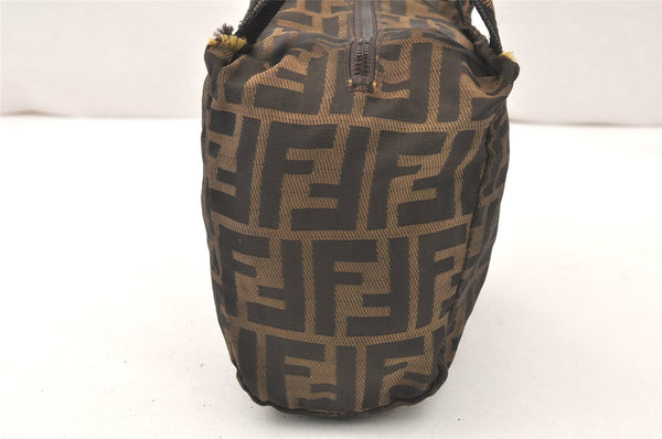 Authentic FENDI Vintage Zucca Hand Bag Purse Nylon Leather Brown 5055K