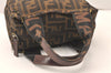 Authentic FENDI Vintage Zucca Hand Bag Purse Nylon Leather Brown 5055K