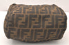 Authentic FENDI Vintage Zucca Hand Bag Purse Nylon Leather Brown 5055K