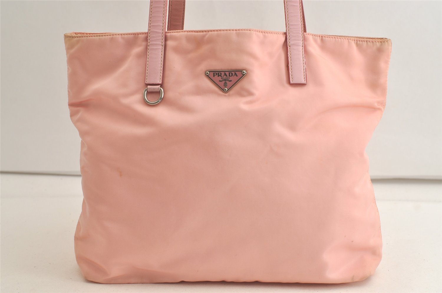 Authentic PRADA Vintage Nylon Tessuto Leather Shoulder Tote Bag Purse Pink 5057K