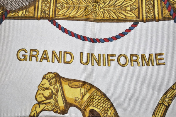 Authentic HERMES Carre 90 Scarf "GRAND UNIFORME" Silk Light Blue 5058J