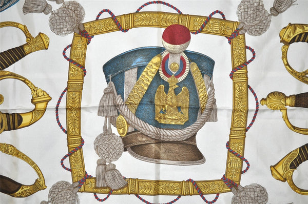 Authentic HERMES Carre 90 Scarf "GRAND UNIFORME" Silk Light Blue 5058J