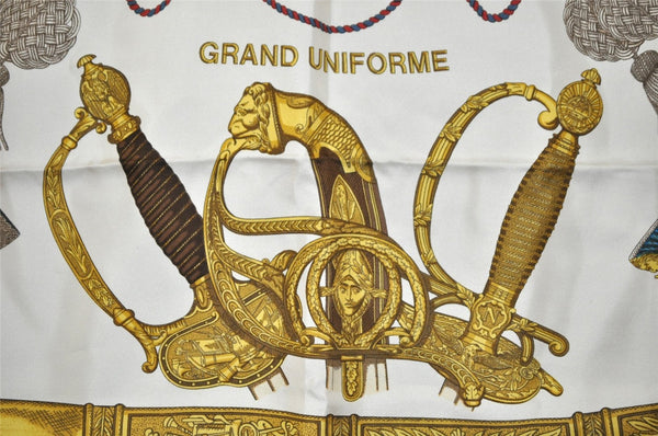 Authentic HERMES Carre 90 Scarf "GRAND UNIFORME" Silk Light Blue 5058J