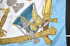 Authentic HERMES Carre 90 Scarf "GRAND UNIFORME" Silk Light Blue 5058J