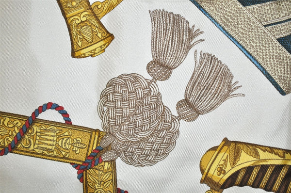 Authentic HERMES Carre 90 Scarf "GRAND UNIFORME" Silk Light Blue 5058J