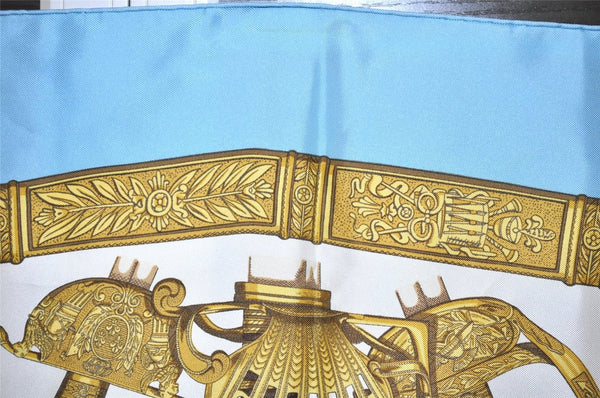Authentic HERMES Carre 90 Scarf "GRAND UNIFORME" Silk Light Blue 5058J