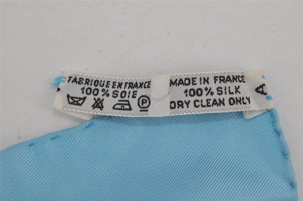 Authentic HERMES Carre 90 Scarf "GRAND UNIFORME" Silk Light Blue 5058J