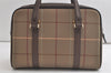 Authentic Burberrys Vintage Check Canvas Shoulder Hand Bag Khaki Green 5058K