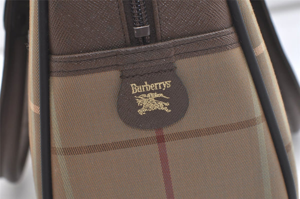 Authentic Burberrys Vintage Check Canvas Shoulder Hand Bag Khaki Green 5058K